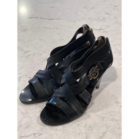 Michael Kors Women’s Back Zip‎ Karina Cross-Strap Cone Heels Party Size 7M Black - Picture 4 of 6